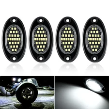White 24 LED Rock Light Underbody Rig Glow Offroad SUV Pickup IP67 4PCS 24V 12V