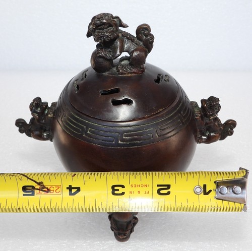 Antique Chinese Handmade Qian Long Dynasty Bronze Foo Dog Sensor - Picture 11 of 12