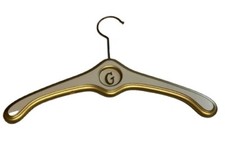 VTG MCM Hollywood Gold / Cream Wooden Clothes Hangers Monogrammed G