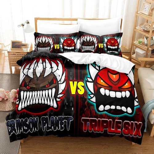 Geometry Dash Bedding Set Pillowcase Game Duvet Cover Bedclothes Quilt Cover - Picture 24 of 40