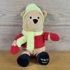 Vintage Disney Store Winnie The Pooh Winter 2002 Plush Toy Animal Hat  Scarf 9"