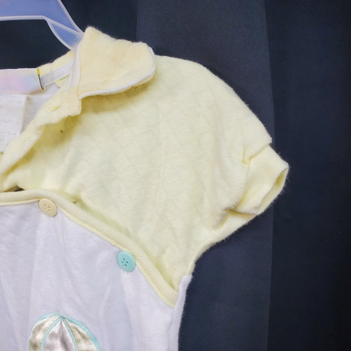 Vtg Vitamins Quilted Knit Romper Sz 6m 9m Yellow White Snap Inseam