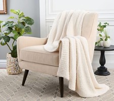 Barefoot Dreams CozyChic 54" x 72" Throw in Cream OPEN BOX