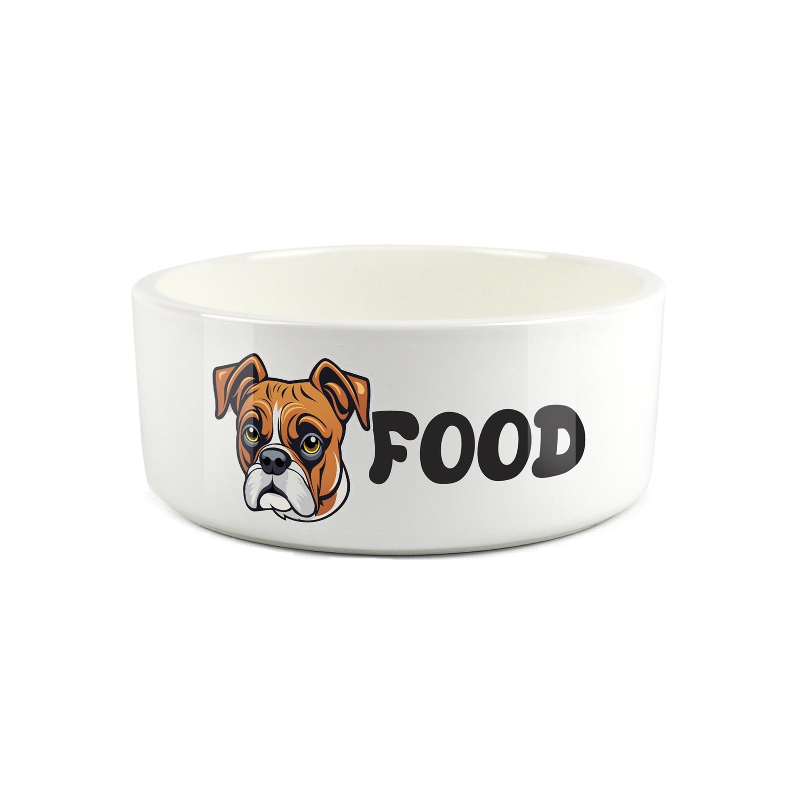 Cartoon Boxer Dog Food Bowl - Large Ceramic Feeding Dish Dog Gift