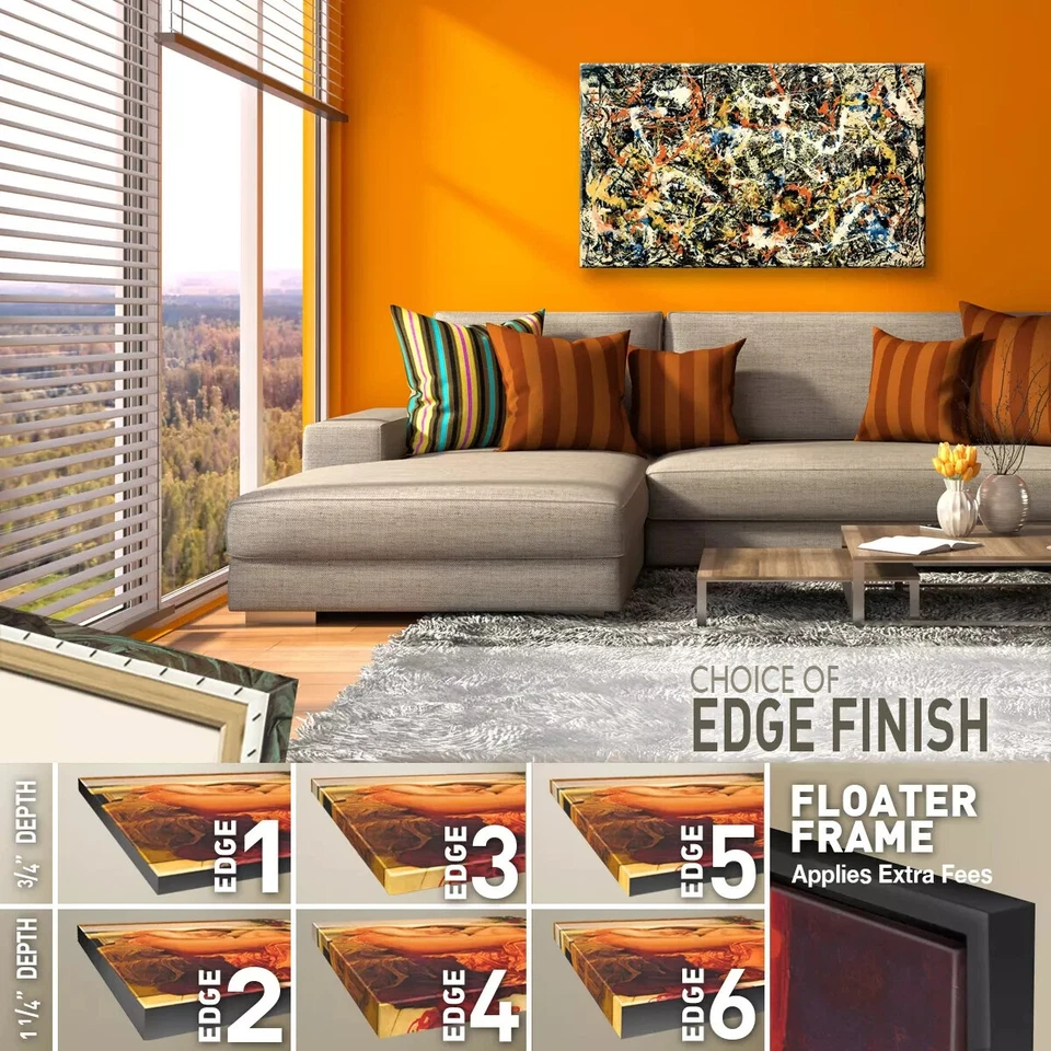 CONVERGENCIA 50W"X30H" por JACKSON POLLOCK - OPCIONES DE PLOP SALPICADURAS POR GOTEO de LIENZO Foto 2 de 4