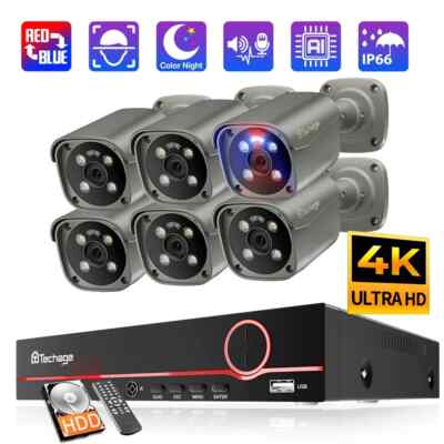 Ultra HD 4K POE Camera System Face Detected CCTV Video Security Surveillance Kit