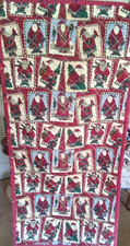 Handmade Christmas Cotton Reversible Quilted Table Runner Santa's 16" x 33"