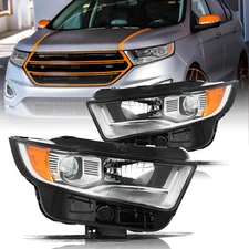 [Halogen Type]Fit 2015 2016 2017 2018 Ford Edge Projector Headlights L+R Set