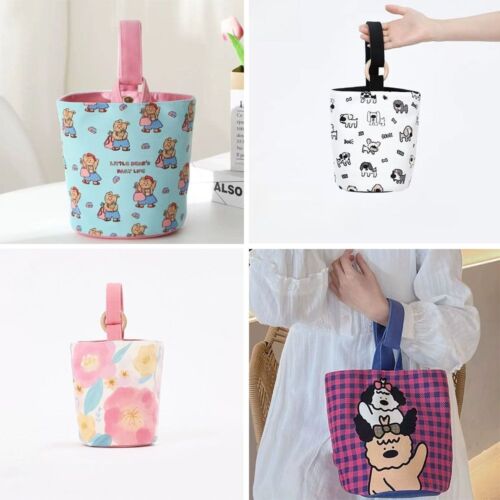 Lattice Cylinder Bags Canvas Lunch Pouch Fashion Tote Bag - 第 1/8 張圖片