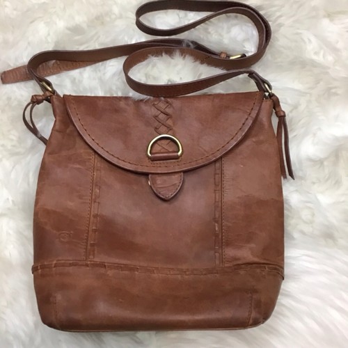 Vintage Leder klassisch geboren braun Handtasche Schulter Handtasche Satteltasche Klappe