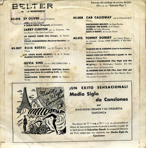 ELLIE RUSSELL - SILVIA SIMS St. Louis Blues Mambo BELTER 45007 Spain 1957 EP VG+ - Picture 3 of 5