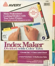 Avery Index Maker Dividers with Color Tabs 11406