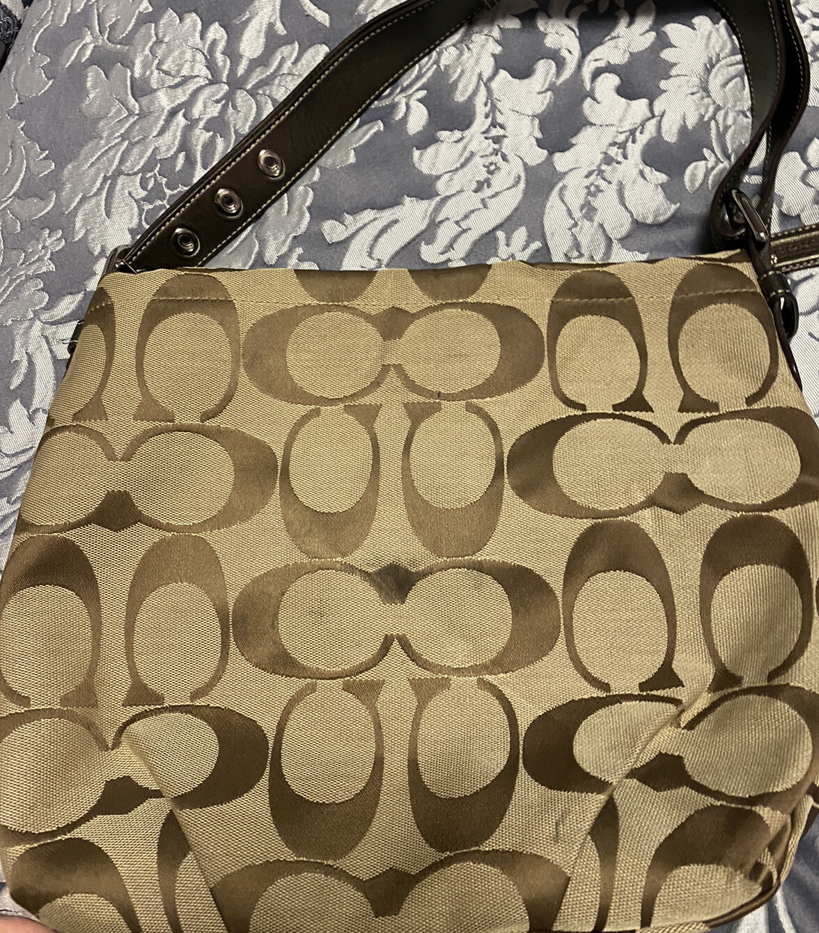 Coach Signature Tan And Brown Handbag Gem
