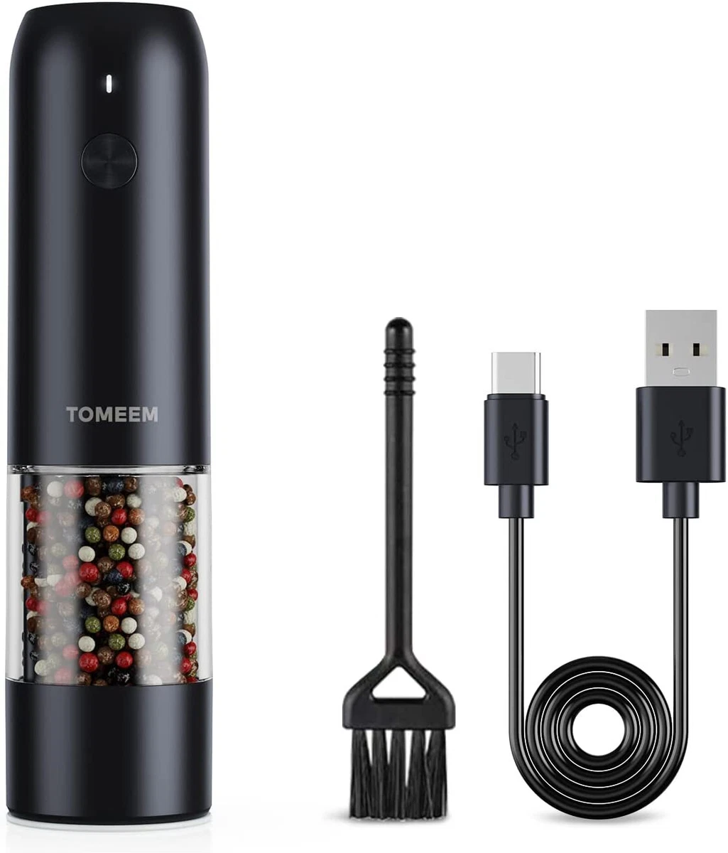 Tomeem Electric Salt and Pepper Grinder Set with LED Light & USB