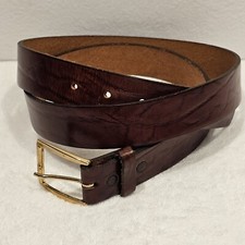 VTG Brown Embossed Oil Tan Top Grain Leather Belt Mens Size 40 Made in USA