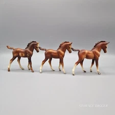 VTG Unmarked Classic Arabian Family Brown Chestnut Foal Model Horse - Lot of 3