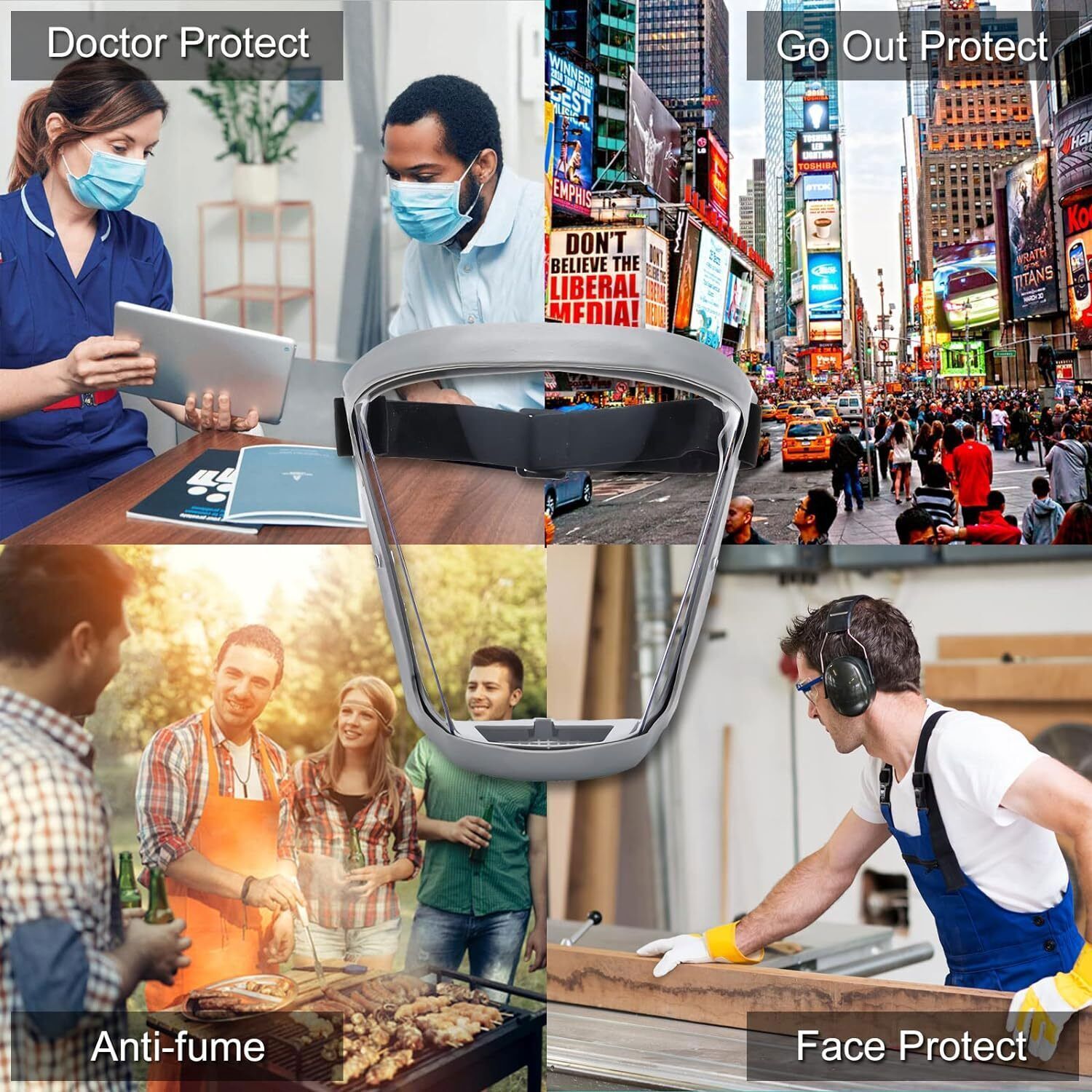 2x Anti-fog Shield Safety Full Face Super Protective Head Cover Transparent Mask