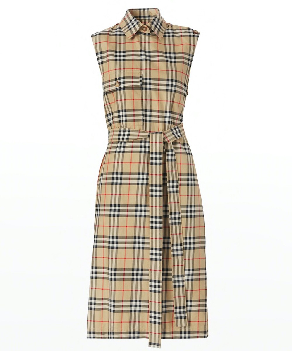BURBERRY チェックフトトロストリンクシャケット 8105113 C1462 Burberry Karla Check-Print Sleeveless Shirtdress | eBay