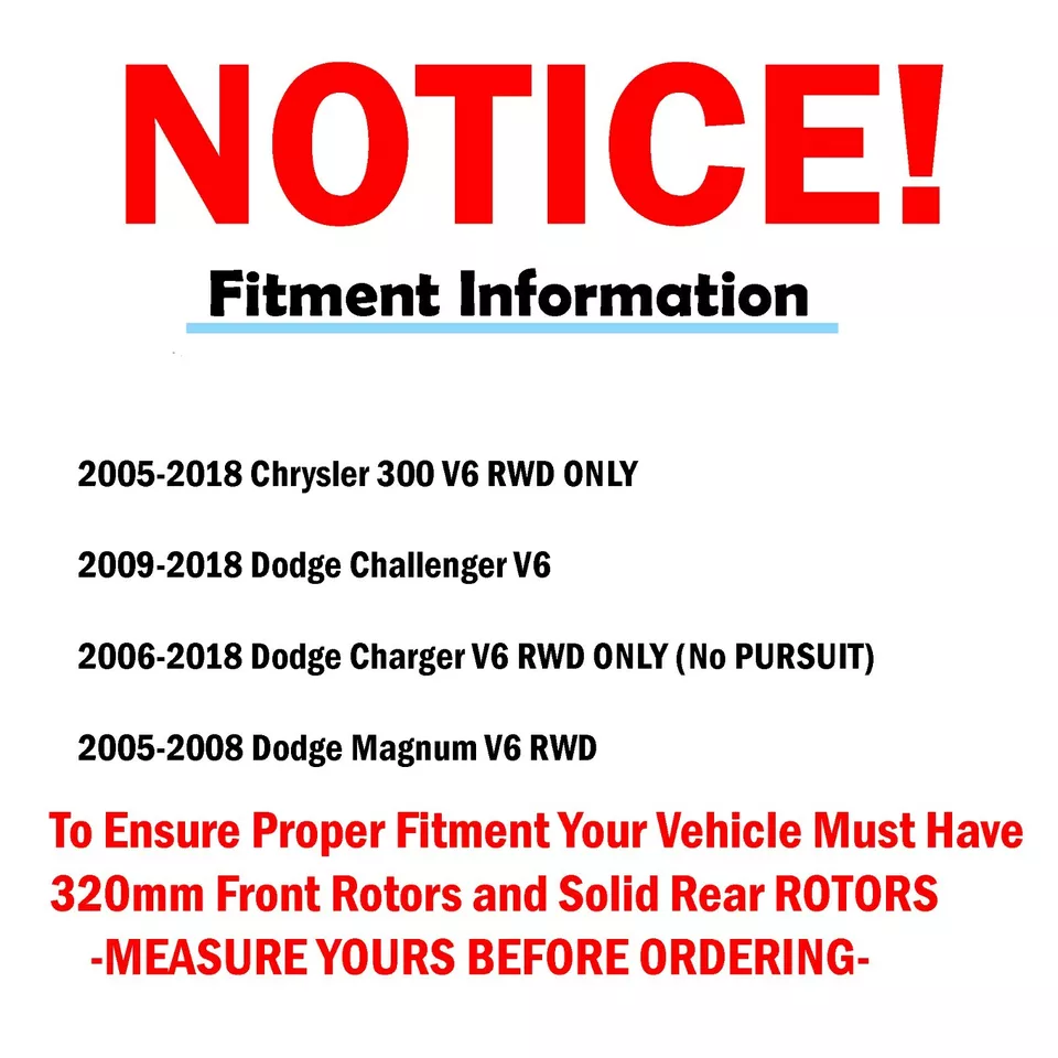 Rotores delanteros y traseros de 12,60"" + pastillas de freno para Dodge Charger Challenger Magnum 300 Foto 4 de 4