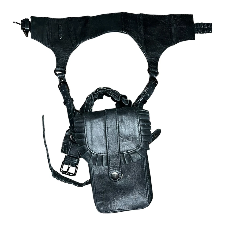 RITUAL CANARY Cuero Volantes GARTER FUNDA Extraíble Cinturón Talla L Foto 4 de 4