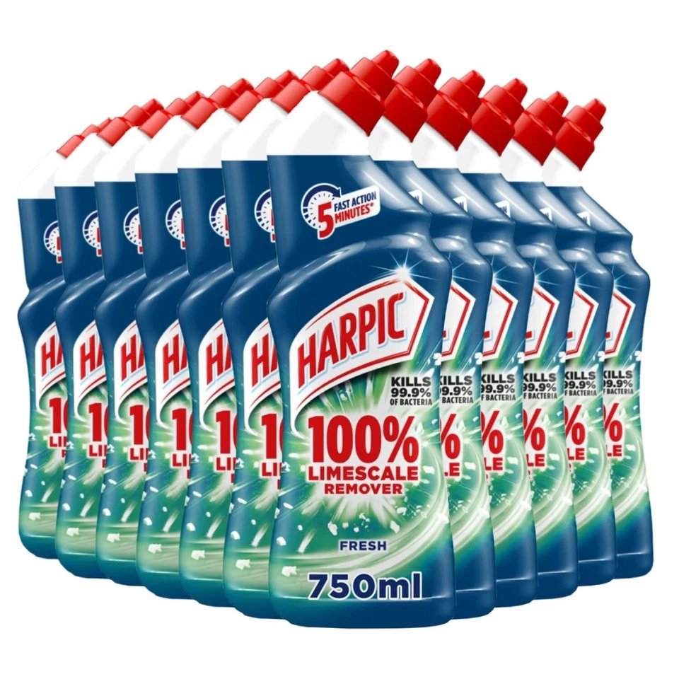 12 x Harpic 100% Limescale Remover Fresh Toilet Cleaner 750ml