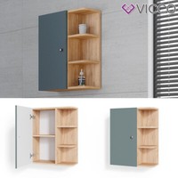HäNgeschrank Badschrank Badezimmerschrank Fynn Eiche GrüN Ablagen Regal Vicco