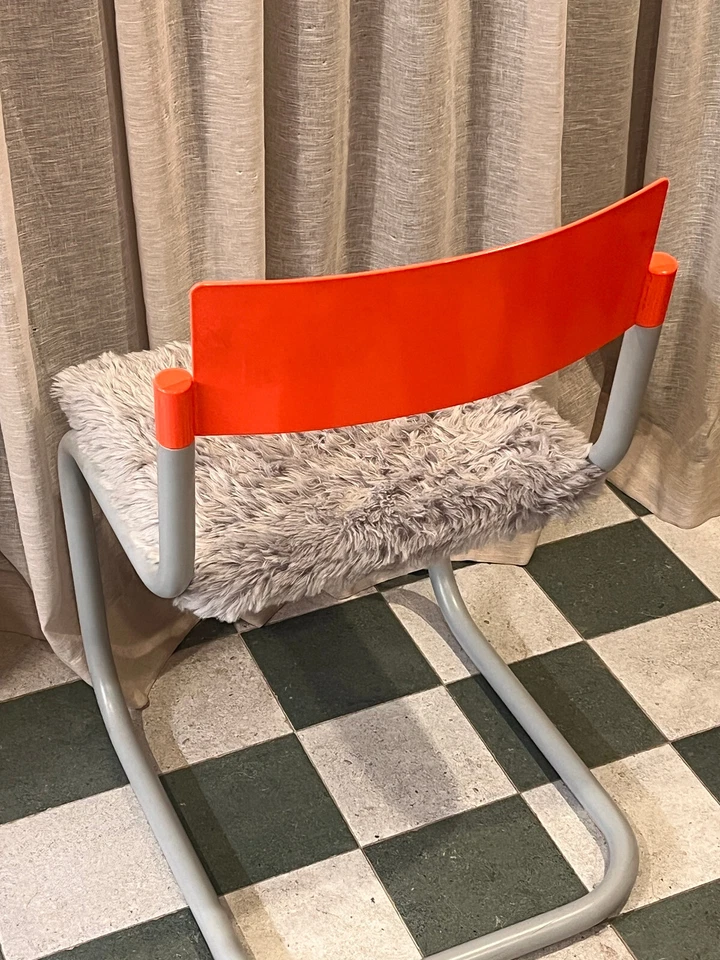 DANIEL - EMMA Bounce Chair - Grey & Orange frame with Mohair seat - Image 2 of 4