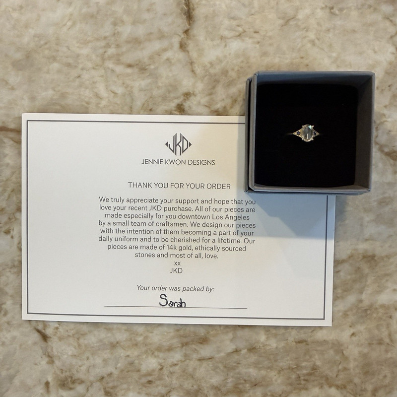 Jennie Kwon Designs Oval Rose Cut Diamond Sapphire Ring 14k Yellow Gold 4.5