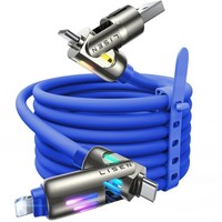 Multi Ladekabel 4 In 1 Usb C/A/Lightning 240W Schnellladekabel Marineblau FüR