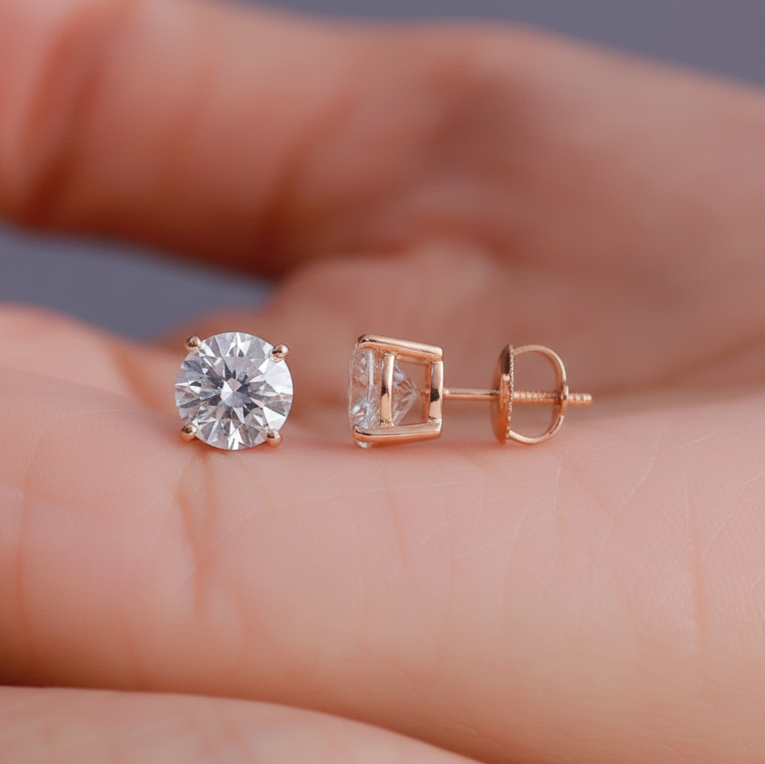 IGI Certified 0.50 Ct-6.00 Ct Lab Grown Diamond Solitaire Stud Earrings ...