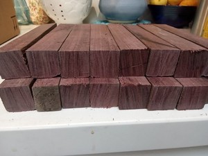 1x1 purple heart turning wood 16 pieces,  defects