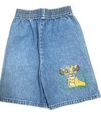 Vintage 90s The Lion King Simba Youth Size 7 Denim Shorts Elastic Waist
