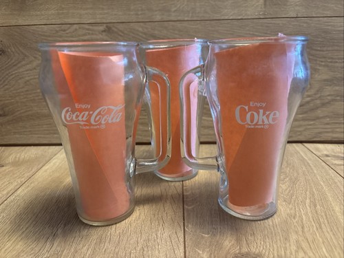 Vintage Coca-Cola Glass Mugs – Set of 3 – Canada Made Coke Handle Glasses - Picture 3 of 9