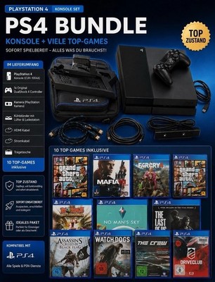 PlayStation 4 PS4 500 GB Bundle, Spiele, Kamera, Kühler, Tasche, spielbereit