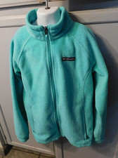 Columbia Girls Large 14 16 Fleece Jacket Full Zip Mint Green Zip Pockets Youth