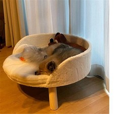Pet Sofa Bed Raised Cat Chair Small Dog Couch Bed Removable Cushion Sleep House