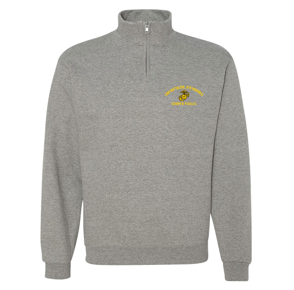 USMC 2nd Battalion, 4th Marines Quarter-Zip Sweatshirt Officially Licensed
