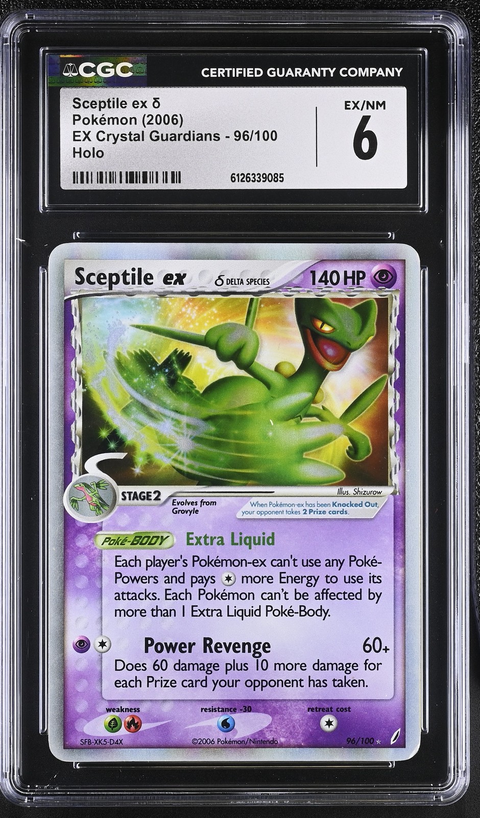 CGC 6 Sceptile EX 96/100 Holo EX Crystal Guardians Pokemon Card