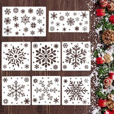 8 Pcs Christmas Snowflake Stencil for Crafts, Large Reusable Snowflake Drawing P
