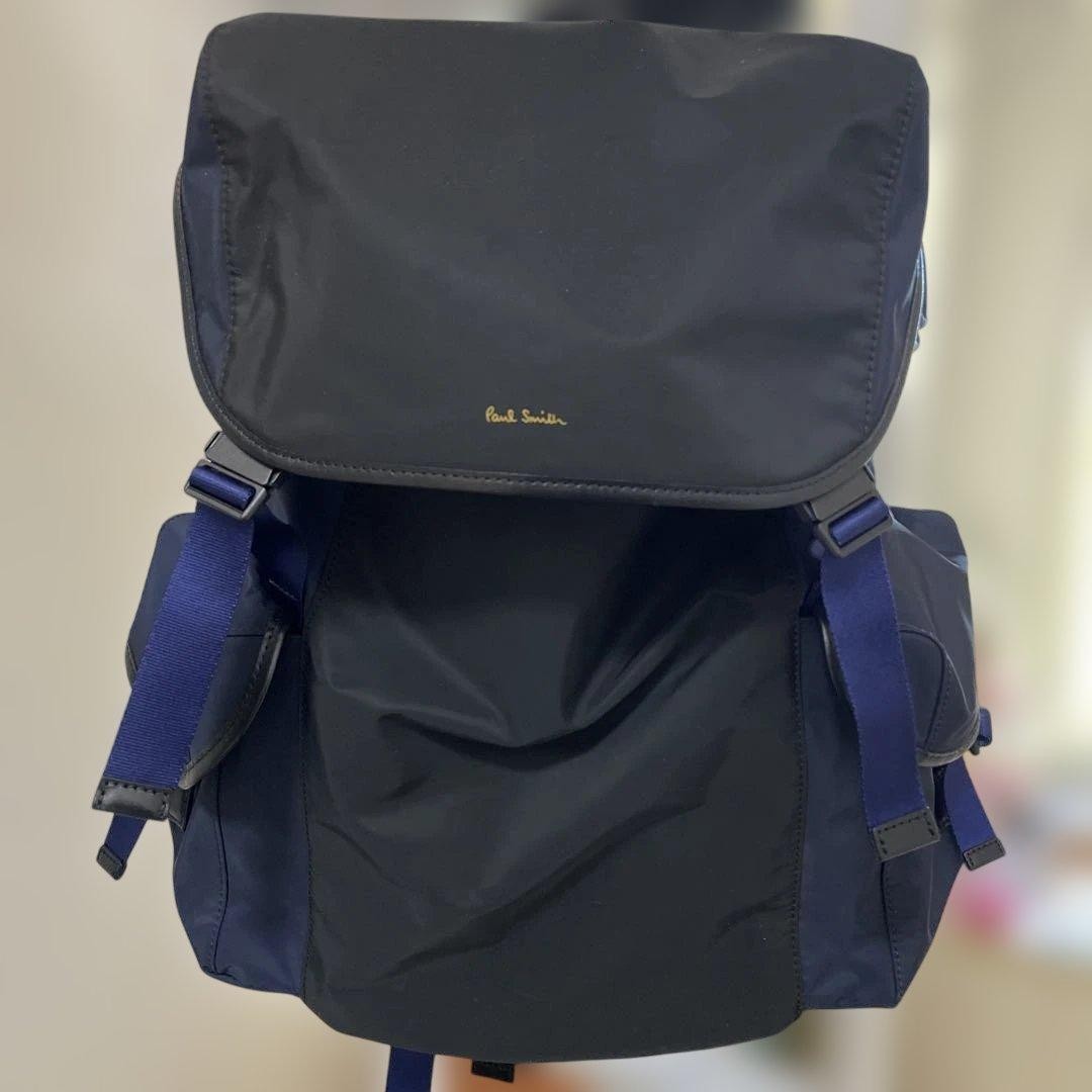 Paul Smith Flap Top Drawstring Backpack Navy Nylon - image 1