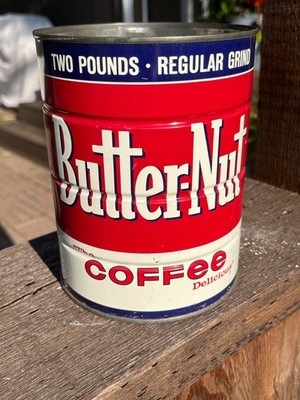 Vintage Butter-Nut 2 Pound Coffee Can Tin Regular Grind