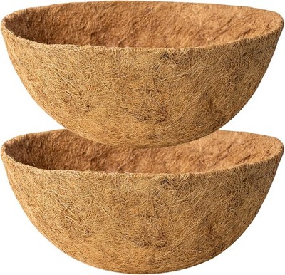 2 Pack 16 Inch round Replacement Coco Liners for Hanging Basket Natural Coconut
