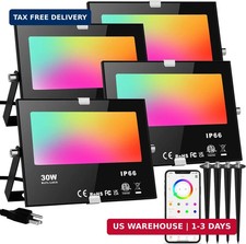 LED Flood Lights RGB Color Changing 300W Equivalent Outdoor, 30W Bluetooth Smart