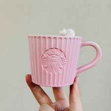 China Starbucks Pink  3D Cat Vertical Stripe 10oz Ceramic Mug 296ml