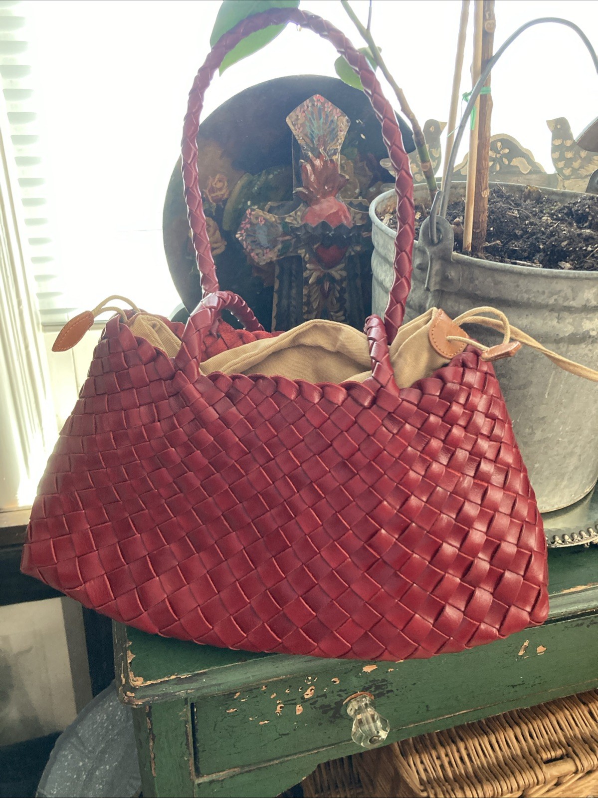 Dragon Diffusion Red Leather bag Medium With inse… - image 8