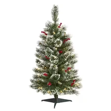 3 Ft. Pre-Lit Frosted Swiss Pine Artificial Christmas Tree with 50 Battery Opera