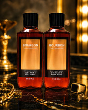 2 Bath  Body Works Bourbon For Men 3 in 1 Hair Face Body Wash Shower Gel 10 oz
