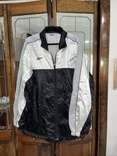 Reebok Mens Vintage Windbreaker Jacket Large Black White Colorblock Full Zip