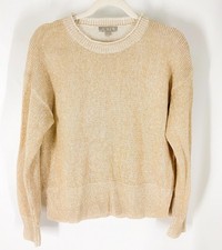 J Crew Womens Rollneck Cotton Linen Sweater Size S Tan Fisherman Beachy Coastal