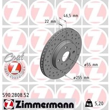 2x Zimmermann 590.2808.52 Bremsscheibe für TOYOTA YARIS P13 P9